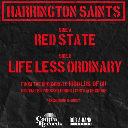 Harrington Saints - Red State 7" (Contra Records,Rob-A-Bank RecordsVinyl, 7", 45 RPM, Single, RedMint (M))