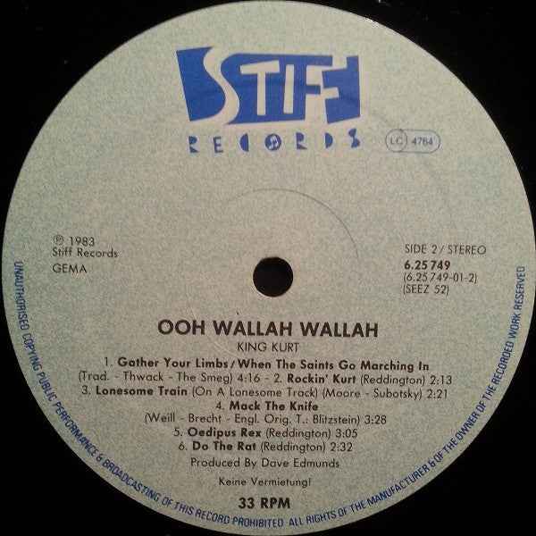 King Kurt - Ooh Wallah Wallah LP (Stiff Records,Stiff Records,Stiff RecordsVinyl, LPNear Mint (NM or M-))