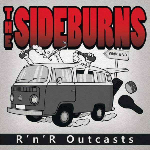The Sideburns (4) : R 'n' R Outcasts (7", EP, Ltd, Num, Yel)