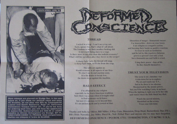 Deformed Conscience / 3-Way Cum : Deformed Conscience / 3-Way Cum (7")