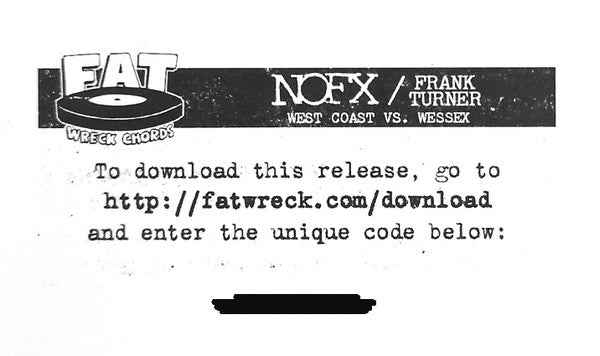 NOFX Vs. Frank Turner - West Coast Vs. Wessex LP (Fat Wreck Chords,Xtra Mile RecordingsVinyl, LP, 45 RPMMint (M))