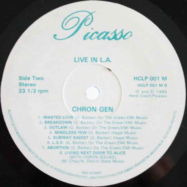 Chron Gen - Live At The Old Waldorf - San Francisco LP (Hard Court,PicassoVinyl, LPNear Mint (NM or M-))