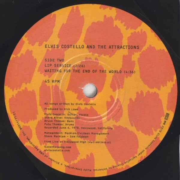Elvis Costello & The Attractions - Live At Hollywood High 7" (Hip-O Records,UMeVinyl, 7", 45 RPM, NumberedNear Mint (NM or M-))