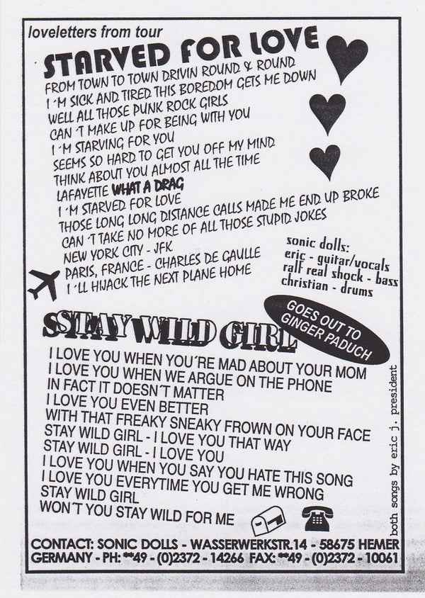 Sonic Dolls - Loveletters From Tour 7" (Radio Blast RecordingsVinyl, 7", 45 RPM, SingleNear Mint (NM or M-))