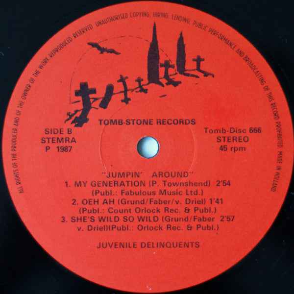 Juvenile Delinquents - Jumpin Around LP (Tombstone Records (4)Vinyl, LP, 45 RPMVery Good Plus (VG+))