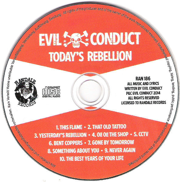 Evil Conduct : Today's Rebellion (CD, Album)