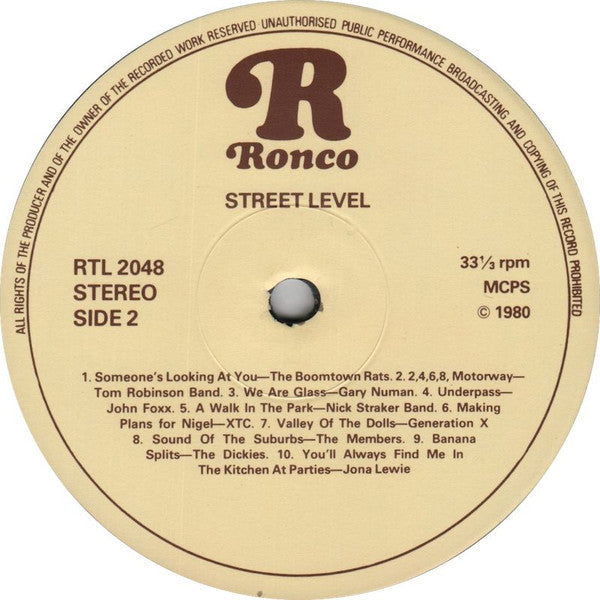 Various - Street Level (20 New Wave Hits) LP (RoncoVinyl, LP, CompilationVery Good Plus (VG+))