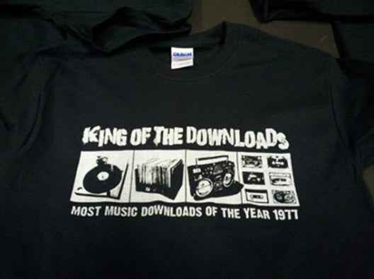 King of the Downloads - Most Music Downloads of the Year 1977 T-Shirt (L / Left Over!)