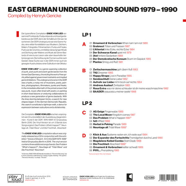 Various : Ende Vom Lied: East German Underground Sound 1979 - 1990 (2xLP, Comp, Ltd)