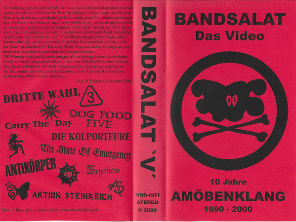 Various : Bandsalat 'V' Das Video - 10 Jahre Amöbenklang 1990-2000 (VHS, Comp, PAL)