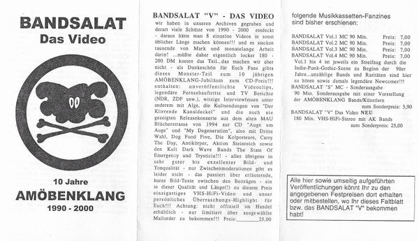 Various : Bandsalat 'V' Das Video - 10 Jahre Amöbenklang 1990-2000 (VHS, Comp, PAL)