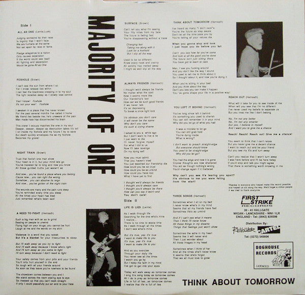 Majority Of One : Think About Tomorrow (LP, Album)