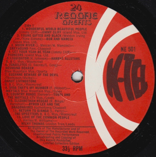 Various : 24 Reggae Greats (LP, Comp, Ltd)