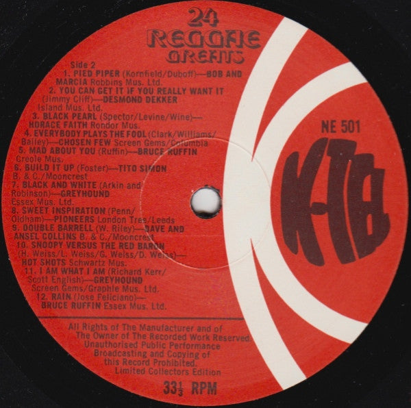 Various : 24 Reggae Greats (LP, Comp, Ltd)