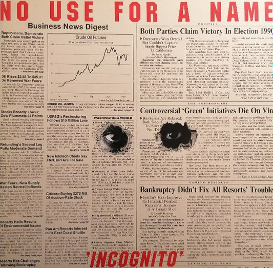 No Use For A Name : Incognito (LP, Album, Whi)