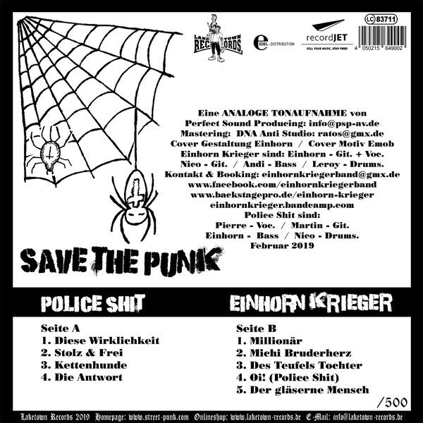 Police Shit / Einhorn Krieger : Save The Punk (LP, Album, Ltd, Num, Red)