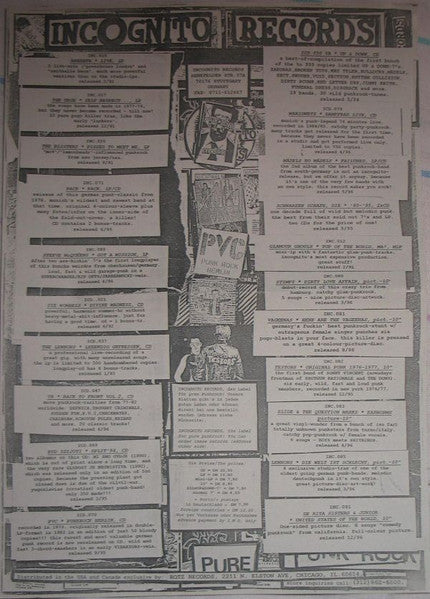 Testors Featuring: Sonny Vincent : Original Punk Recordings New York City 1976 - 1977 (10")