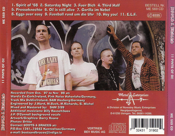 Boots & Braces : 11 Pints Of Oi! (CD, Album, RP)