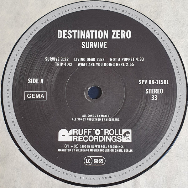 Destination Zero (2) : Survive (LP, Album)