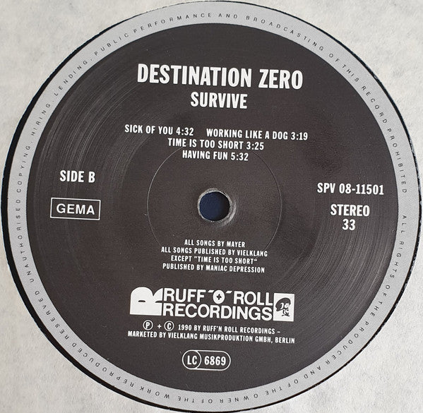 Destination Zero (2) : Survive (LP, Album)