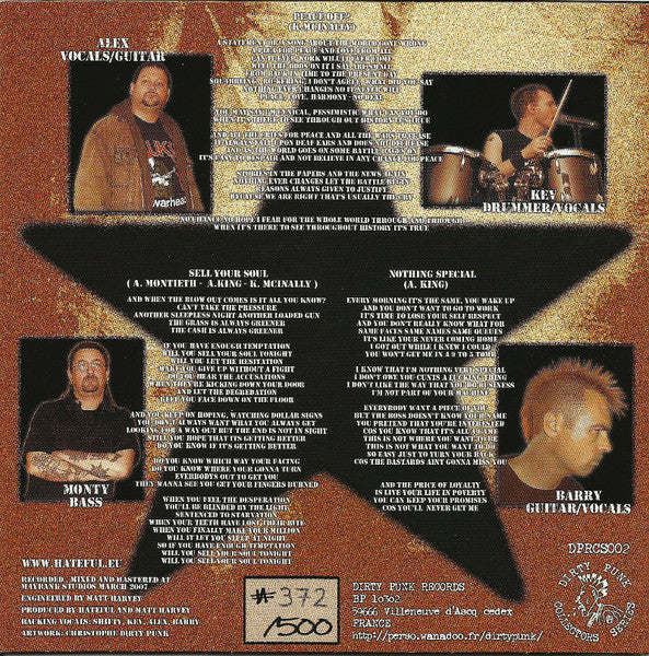 Hateful (3) : Stars And Stencil EP (7", EP, Ltd, Num, Bro)
