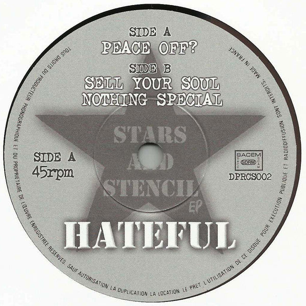 Hateful (3) : Stars And Stencil EP (7", EP, Ltd, Num, Bro)