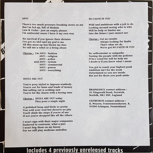Oxymoron / Braindance : Mohican Melodies (7", EP)