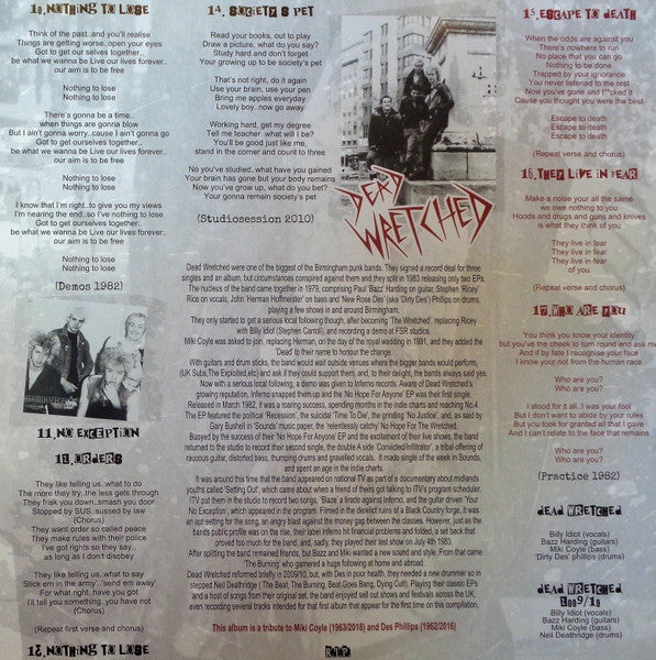 Dead Wretched : No Hope For You (LP, Comp, Dar)