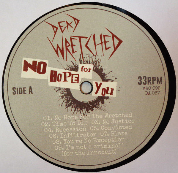 Dead Wretched : No Hope For You (LP, Comp, Dar)