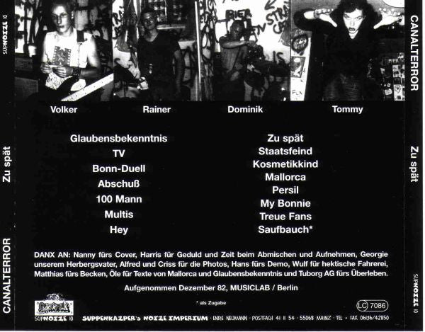 Canal Terror : Zu Spät (CD, Album, RE)