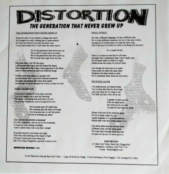 Distortion (4) : The Generation That Never Grew Up (7", Ltd, Num)