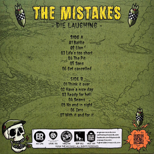 The Mistakes (7) : Die Laughing (LP, Album, Ltd, Gre)