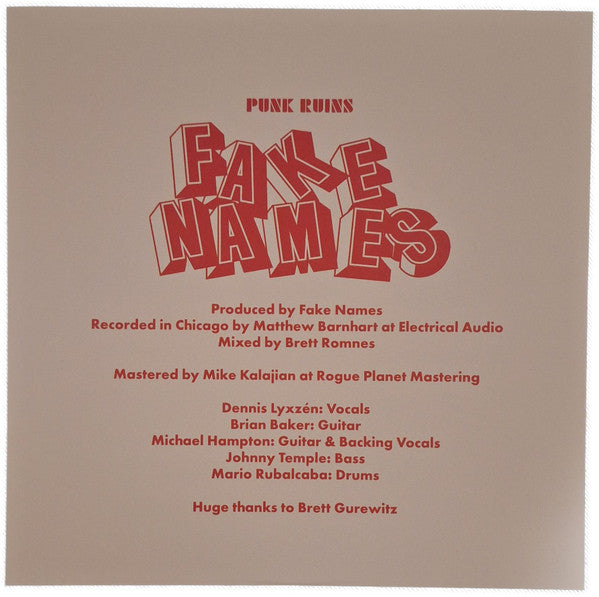 Fake Names : Punk Ruins (LP, Album, Ltd, Cok)