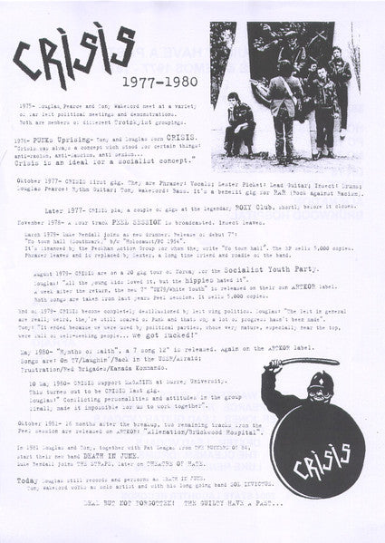Crisis (2) : The Guilty Have A Past - Singles & Demos 1977-1979 (LP, Comp, Unofficial, Whi)