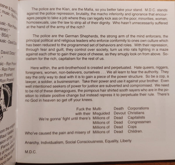 MDC (2) : Millions Of Dead Cops / More Dead Cops (CD, Comp, RE)