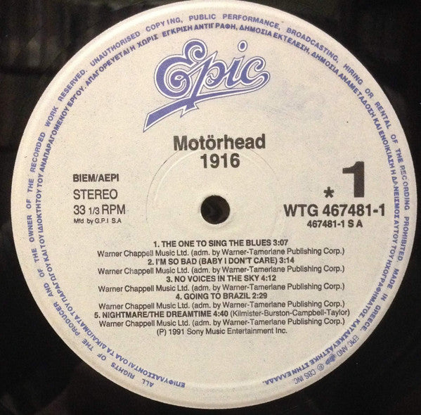 Motörhead : 1916 (LP, Album)
