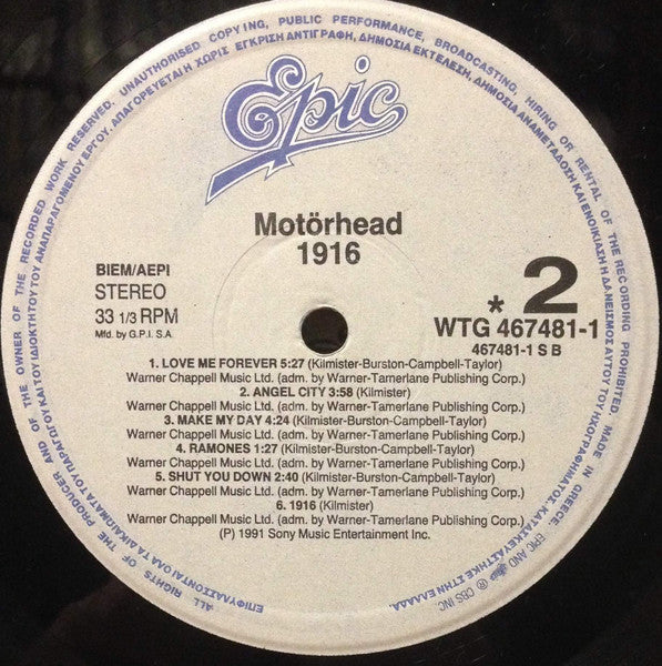 Motörhead : 1916 (LP, Album)