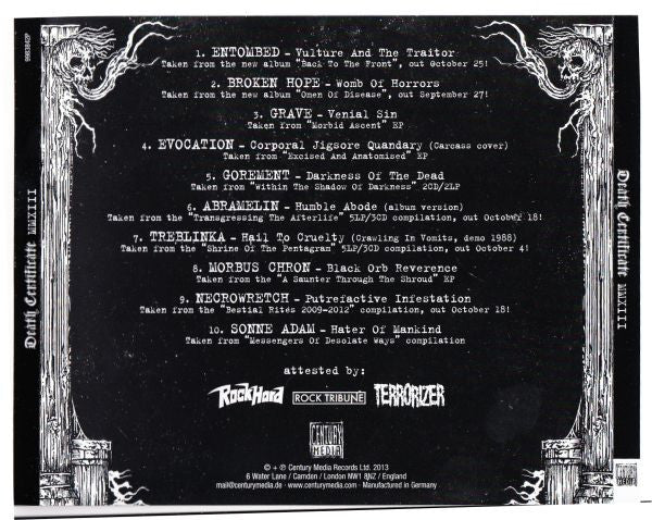 Various : Death Certificate MMXIII (CD, Comp)