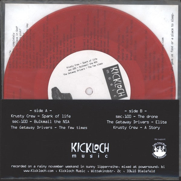Krusty Crew / The Getaway Drivers / Sec. 100 : Kickloch Music (7", EP, Red)
