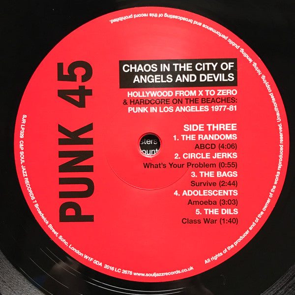 Various : Punk 45 Chaos In The City Of Angels And Devils (Hollywood From X To Zero & Hardcore On The Beaches: Punk In Los Angeles 1977-81) (2xLP, Comp)