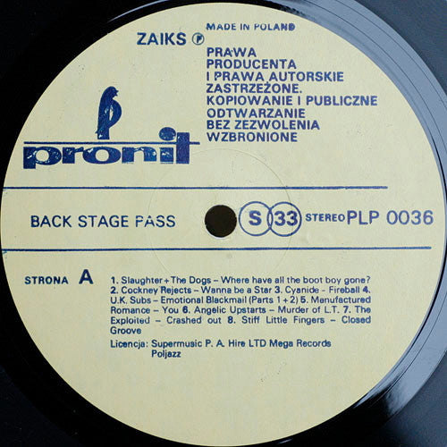 Various : Back-Stage Pass (LP, Comp, RE, LDA)