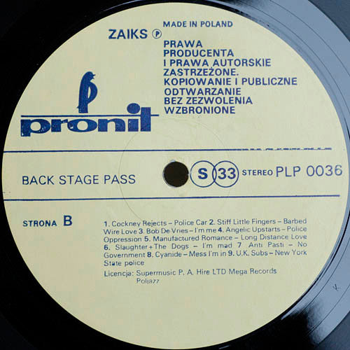 Various : Back-Stage Pass (LP, Comp, RE, LDA)