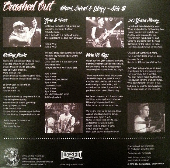 The Generators / Crashed Out : Blood, Sweat & Glory (10")