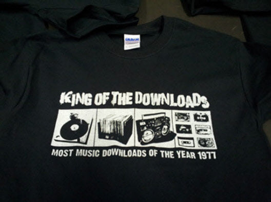 King of the Downloads - Most Music Downloads of the Year 1977 T-Shirt (L / Left Over!)