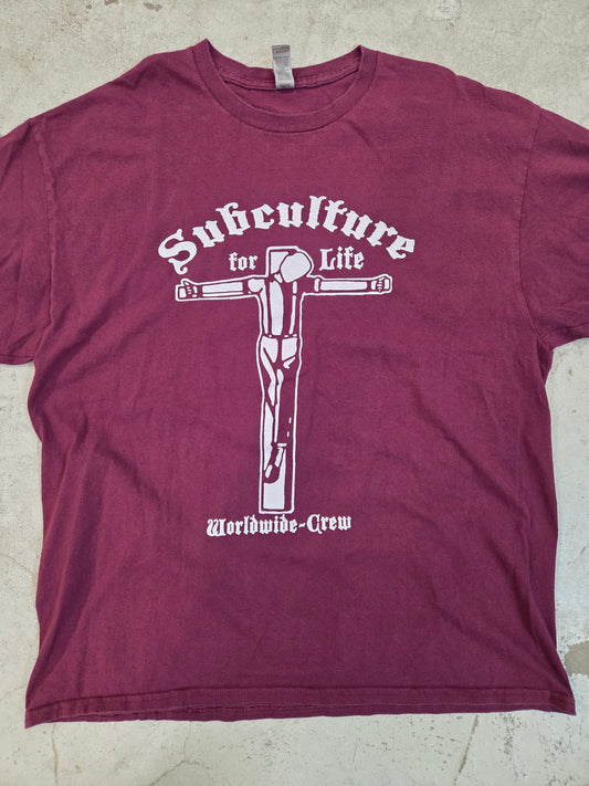Subculture for Life T-Shirt (weinrot, XL / 2nd Hand) Left Over! - Steeltown Records